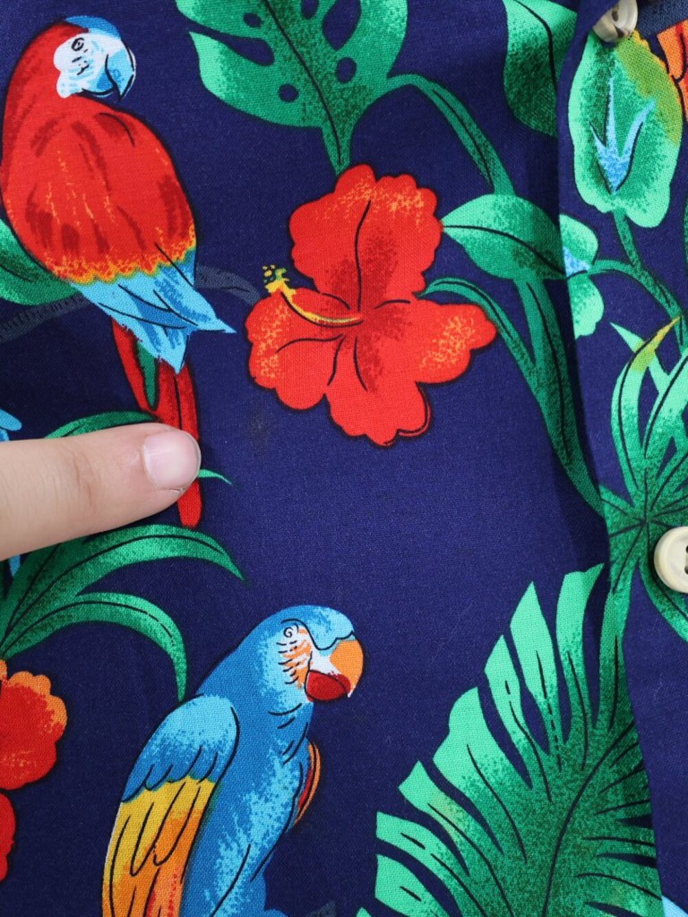 RJC Hawaiian Shirt Mens Large Cotton Parrots Floral Print Short Sleeve Button Up - Picture 5 of 10